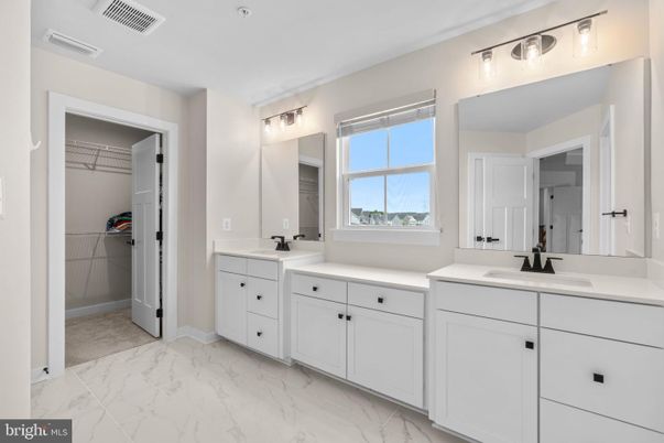 Bathroom, Dual Sink Vanities, Interior, Marble, Walk-in Closets
