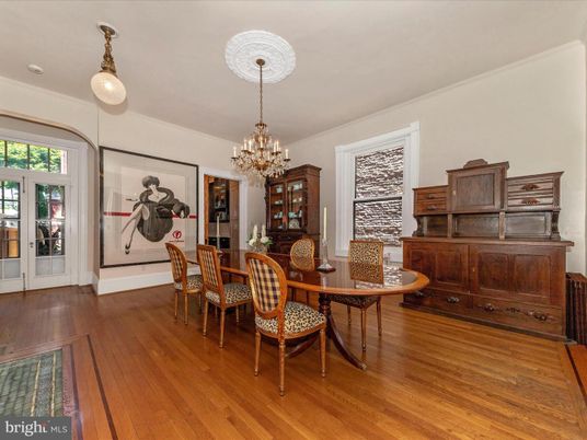 Chandelier, Dining room, Interior, Wood Texture Flooring