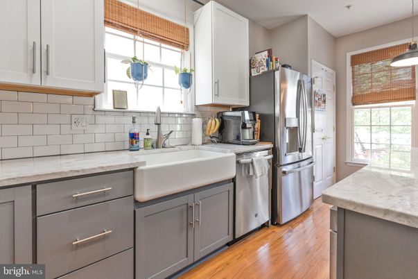 Interior, Kitchen, Pendant Lights, Stainless Steel Appliances, Wood Texture Flooring