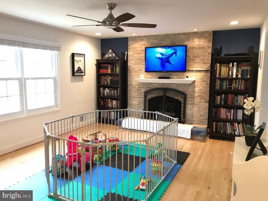 Fireplace, Interior, Recessed Lighting, Stone Walls, Wood Texture Flooring