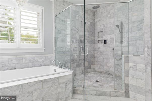Bathroom, Glass Shower, Interior, Marble Walls