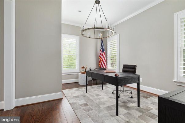 Home Office, Interior, Pendant Lights, Wood Texture Flooring