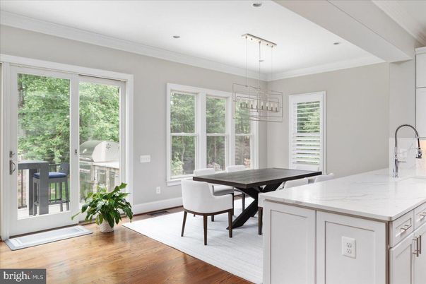 Dining room, Interior, Pendant Lights, Recessed Lighting, Wood Texture Flooring