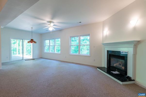 Empty room, Fireplace, Interior, Pendant Lights