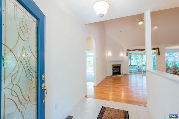 Empty room, Fireplace, Interior, Recessed Lighting, Wood Texture Flooring