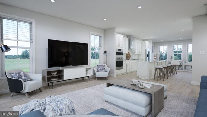 Interior, Kitchen, Living room, Recessed Lighting, Stainless Steel Appliances, Wood Texture Flooring