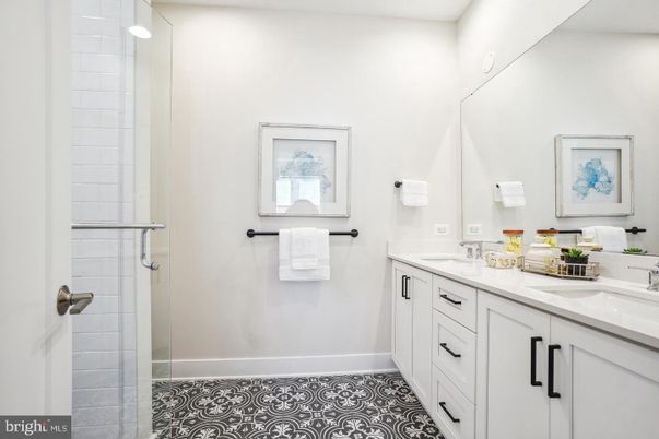 Bathroom, Dual Sink Vanities, Glass Shower, Interior, Recessed Lighting