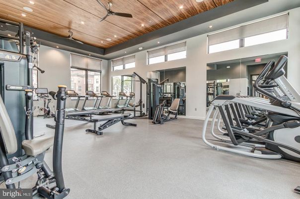 Fitness Equipment, Gym, Interior, Recessed Lighting, Wooden Ceilings