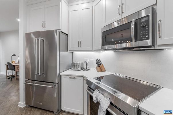 Interior, Kitchen, Stainless Steel Appliances, Wood Texture Flooring