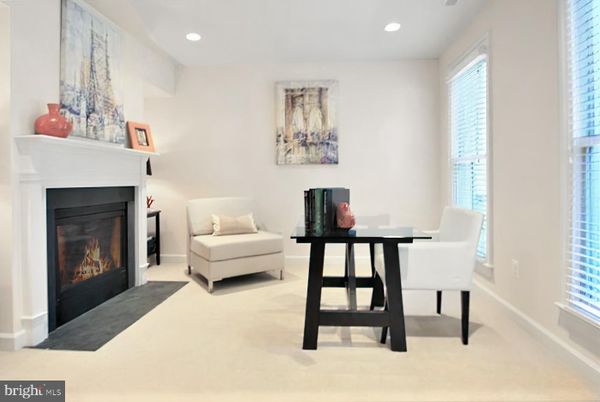 Fireplace, Home Office, Interior, Recessed Lighting