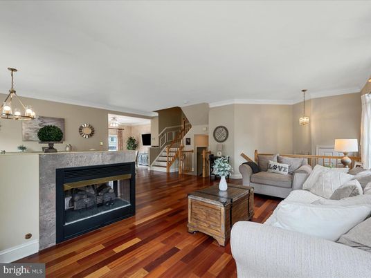 Fireplace, Interior, Living room, Pendant Lights, Wood Texture Flooring