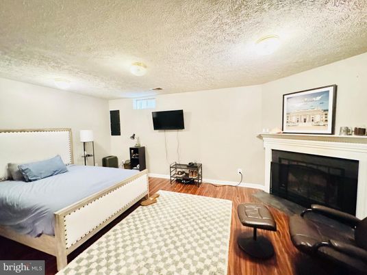 Bedroom, Fireplace, Interior, Wood Texture Flooring