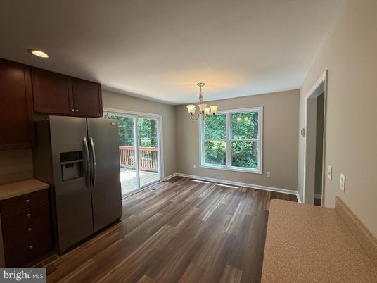 Chandelier, Interior, Kitchen, Recessed Lighting, Wood Texture Flooring