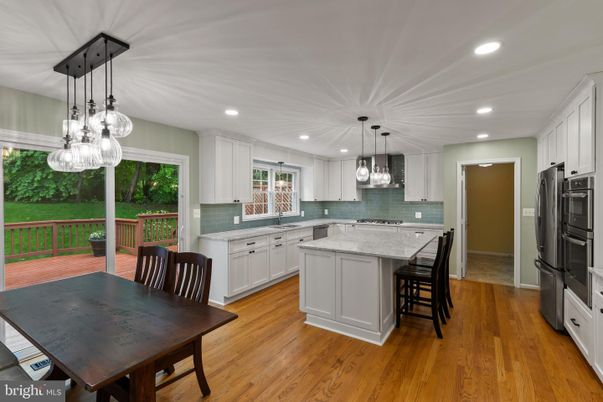 Interior, Kitchen, Pendant Lights, Recessed Lighting, Wood Texture Flooring