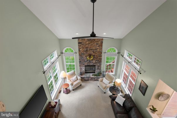 Fireplace, Interior, Living room, Recessed Lighting, Stone Walls
