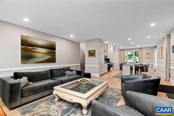 Interior, Kitchen, Living room, Recessed Lighting, Wood Texture Flooring