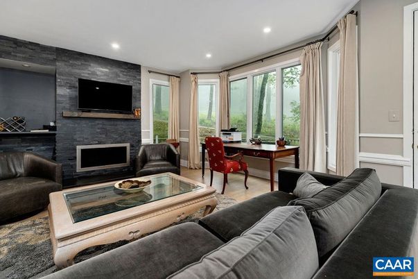 Fireplace, Home Office, Interior, Living room, Recessed Lighting
