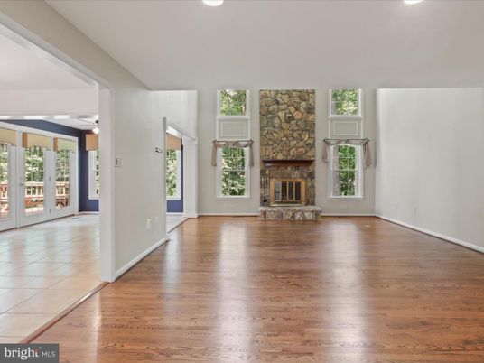 Empty room, Fireplace, Interior, Recessed Lighting, Wood Texture Flooring