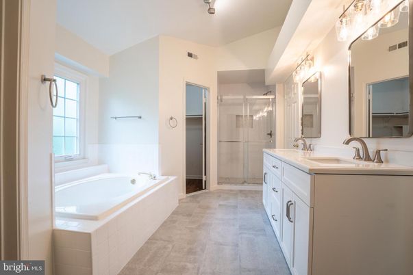 Bathroom, Dual Sink Vanities, Glass Shower, Interior