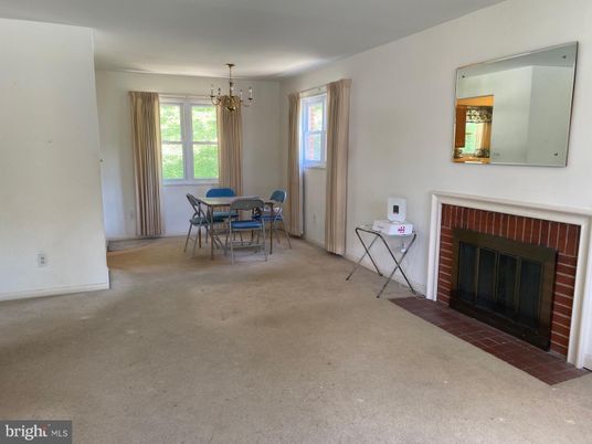 Chandelier, Dining room, Fireplace, Interior