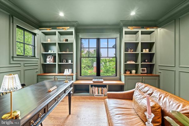 Home Office, Interior, Recessed Lighting, Wood Texture Flooring