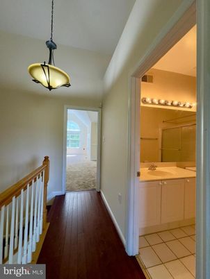 Bathroom, Interior, Pendant Lights, Wood Texture Flooring