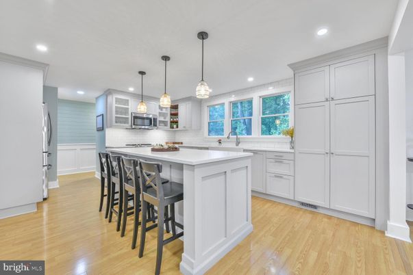 Interior, Kitchen, Pendant Lights, Recessed Lighting, Wood Texture Flooring
