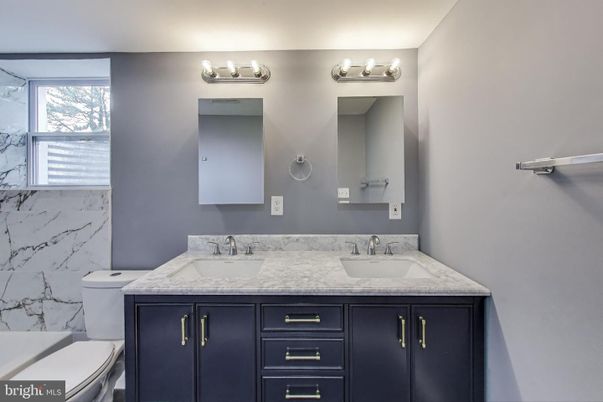 Bathroom, Dual Sink Vanities, Interior, Marble Walls