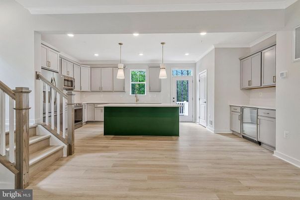 Interior, Kitchen, Pendant Lights, Recessed Lighting, Wood Texture Flooring