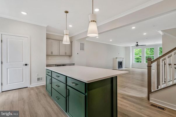 Interior, Kitchen, Pendant Lights, Recessed Lighting, Wood Texture Flooring