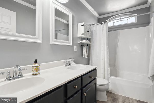 Bathroom, Dual Sink Vanities, Interior, Wood Texture Flooring