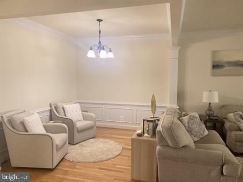 Chandelier, Interior, Living room, Wood Texture Flooring