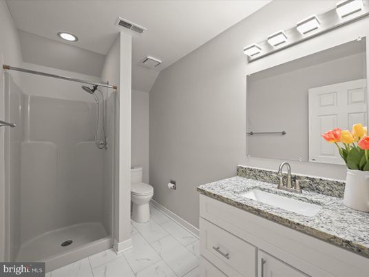 Bathroom, Interior, Marble, Recessed Lighting