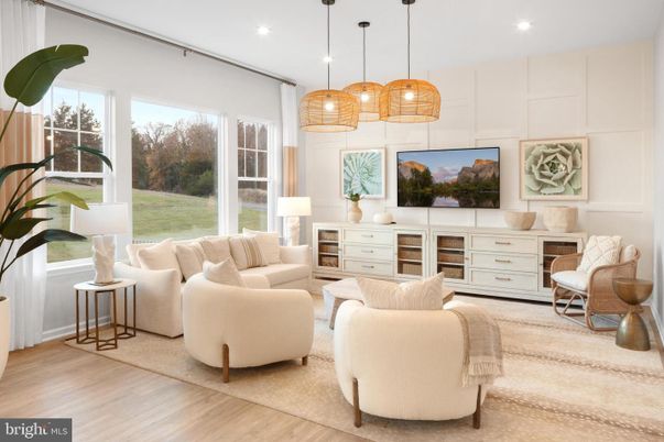 Interior, Living room, Pendant Lights, Recessed Lighting, Wood Texture Flooring