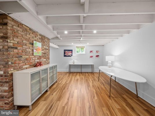 Interior, Recessed Lighting, Stone Walls, Wood Texture Flooring