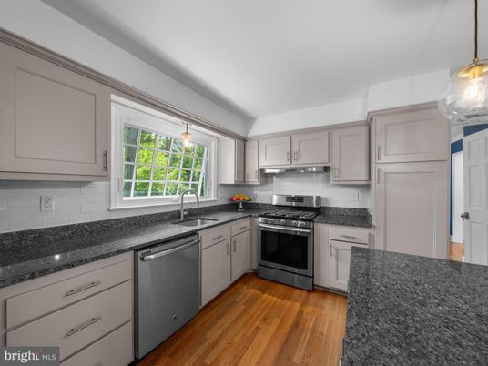 Interior, Kitchen, Pendant Lights, Stainless Steel Appliances, Wood Texture Flooring
