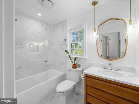 Bathroom, Interior, Marble, Marble Walls, Pendant Lights, Recessed Lighting