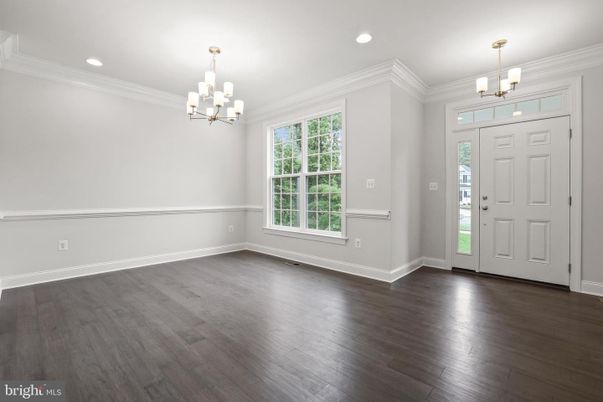 Chandelier, Empty room, Interior, Recessed Lighting, Wood Texture Flooring