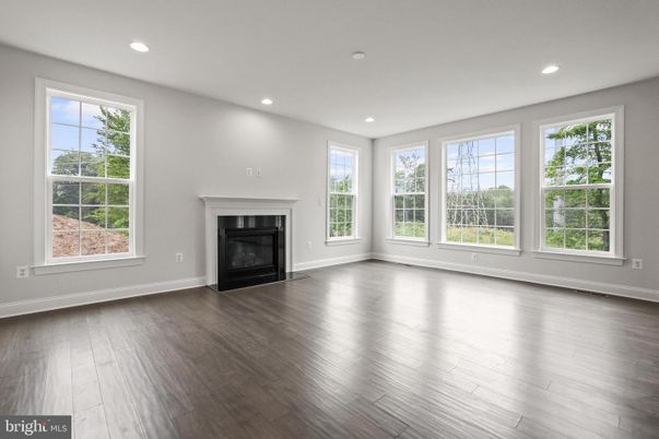Empty room, Fireplace, Interior, Recessed Lighting, Wood Texture Flooring