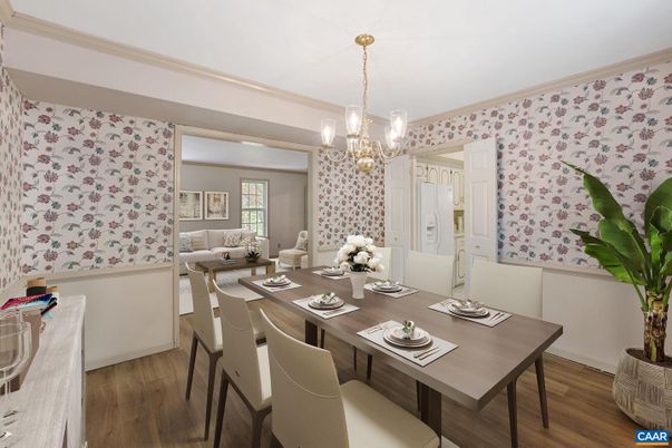 Chandelier, Dining room, Interior, Wood Texture Flooring
