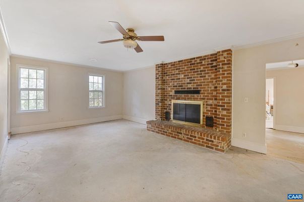 Empty room, Fireplace, Interior, Stone Walls