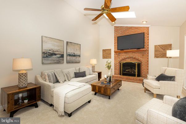 Fireplace, Interior, Living room, Recessed Lighting, Stone Walls