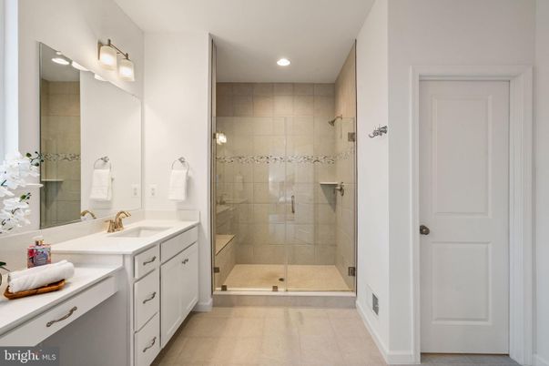 Bathroom, Dual Sink Vanities, Glass Shower, Interior, Recessed Lighting