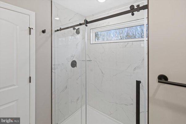 Bathroom, Glass Shower, Interior, Marble Walls, Recessed Lighting