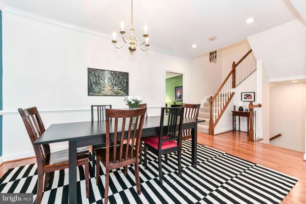 Chandelier, Dining room, Interior, Recessed Lighting, Wood Texture Flooring