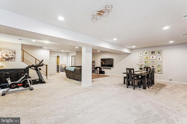Dining room, Fireplace, Fitness Equipment, Interior, Recessed Lighting