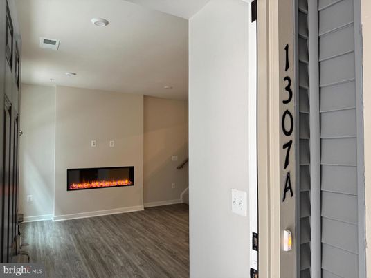 Fireplace, Interior, Recessed Lighting, Wood Texture Flooring