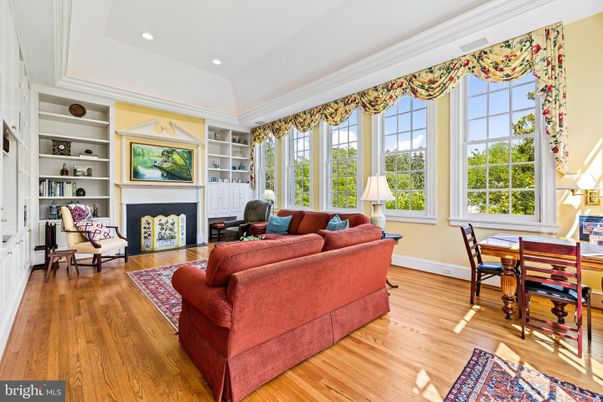 Dining room, Fireplace, Interior, Living room, Recessed Lighting, Wood Texture Flooring