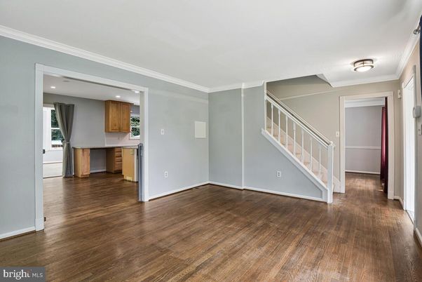 Empty room, Interior, Kitchen, Recessed Lighting, Wood Texture Flooring