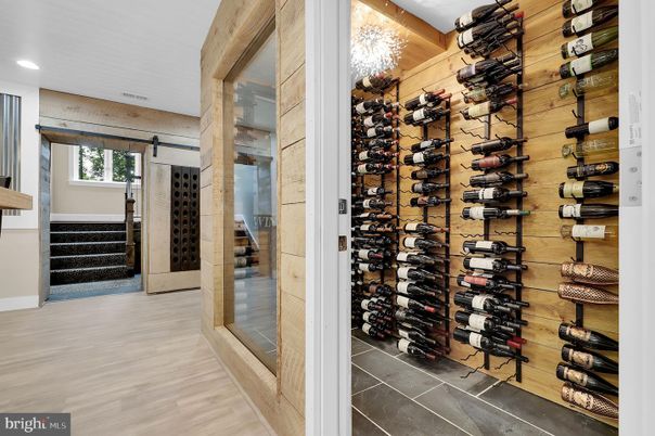 Chandelier, Interior, Recessed Lighting, Wine Storage, Wooden Walls